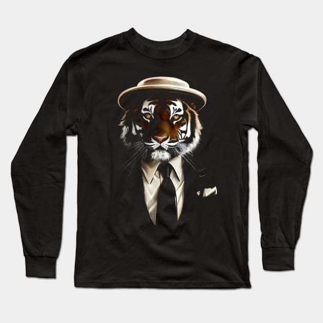 Posh Golfer Tiger - Millionaire Cat Long Sleeve T-Shirt by HideTheInsanity